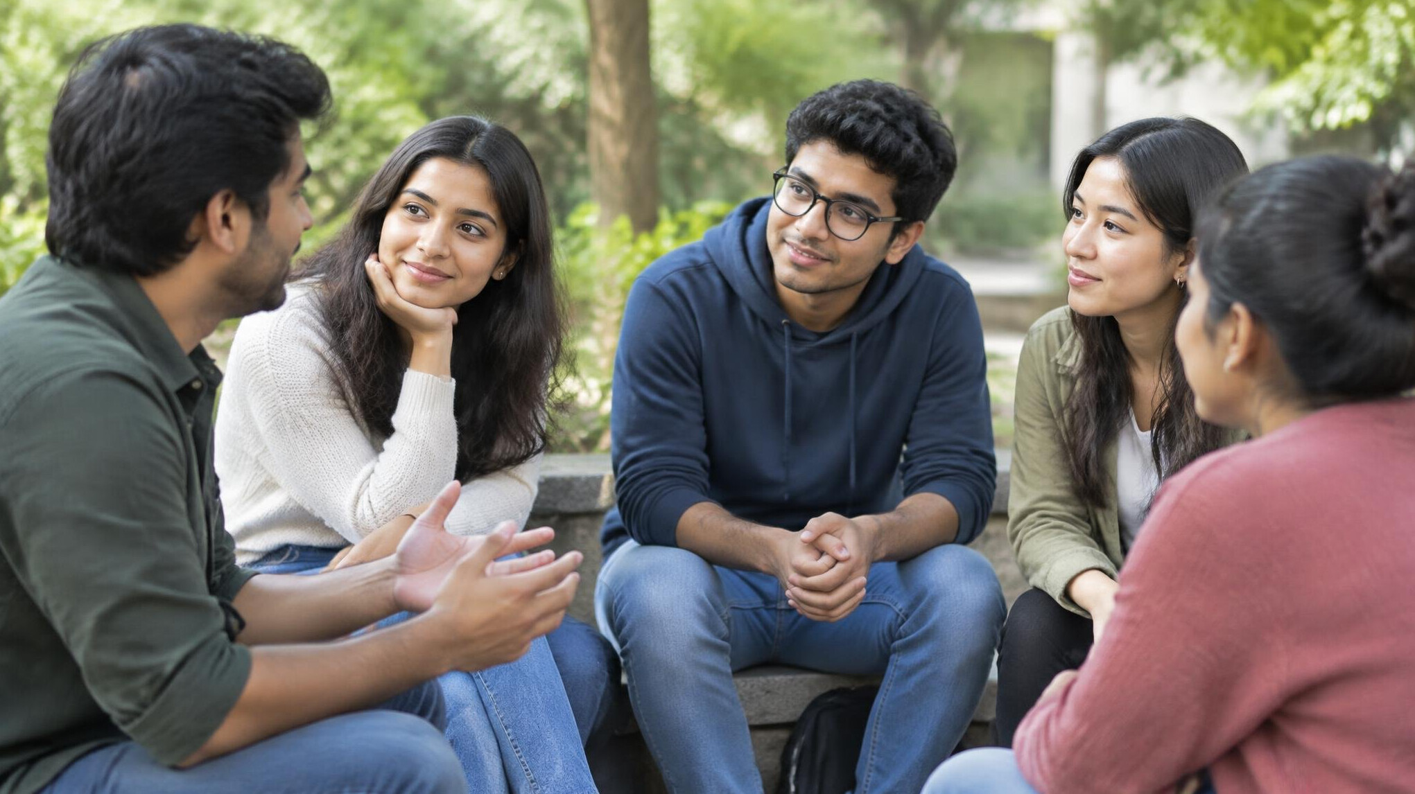 friends chatting outdoors