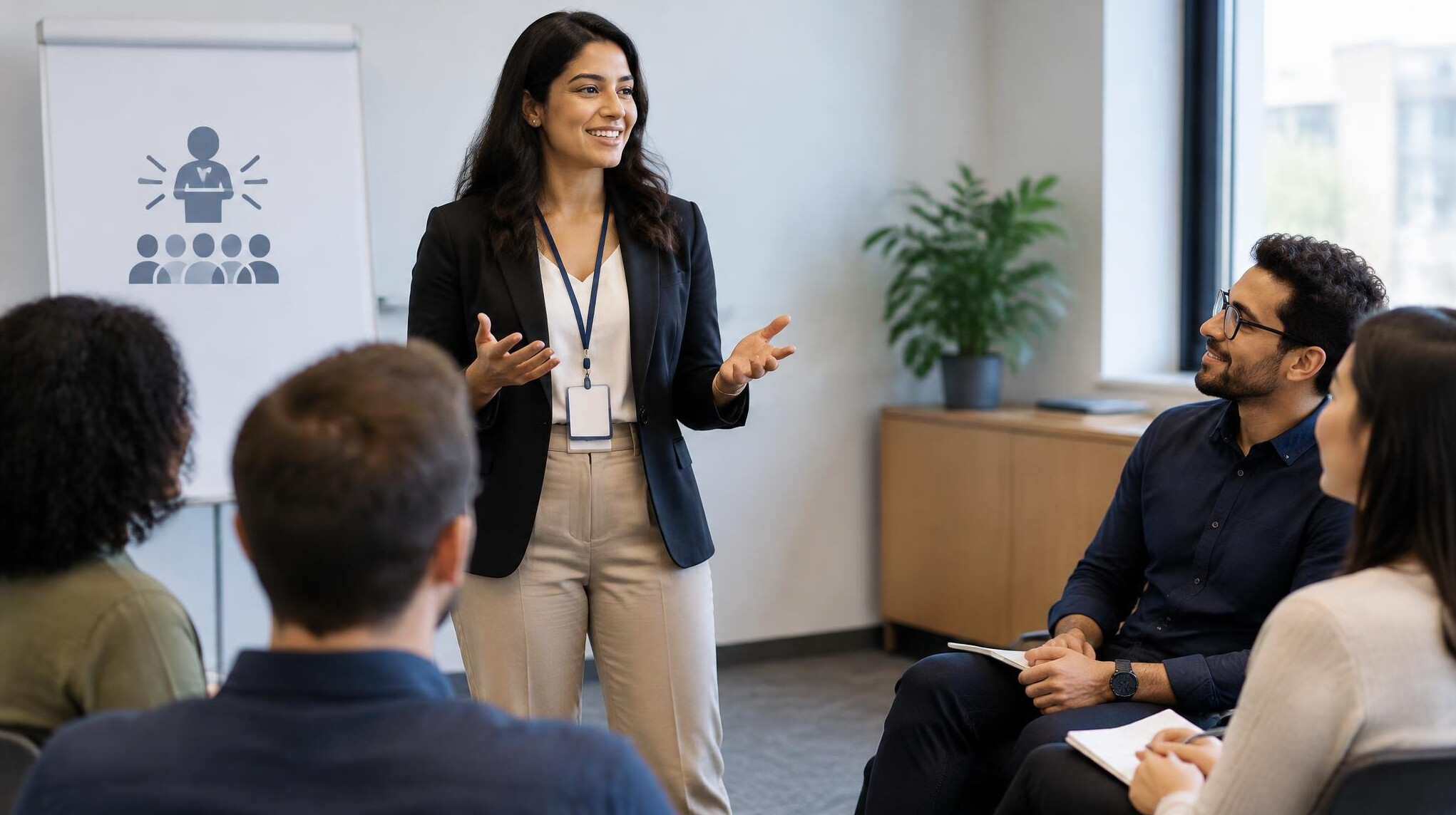 person speaking confidently